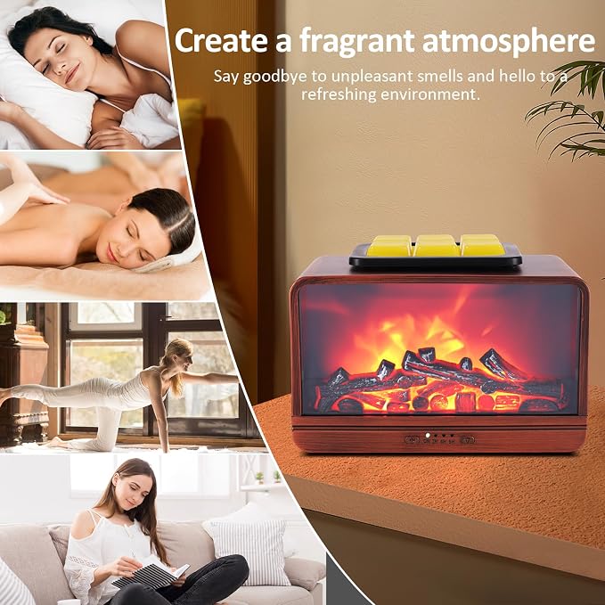 Wax Melt Warmer, Dynamic Flame Fireplace Wax Warmer Wax Melter for Scented Wax with Timer, Scentsy Wax Warmer Fragrance Oil Burner Wax Burner for Home Decor for Mama