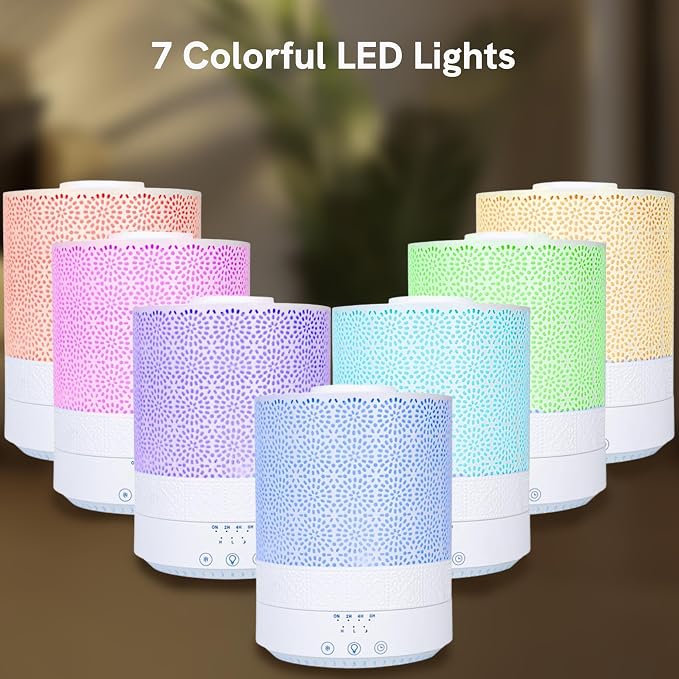 BlueHills 2500 ML XL Essential Oil Diffuser Aroma Humidifier with Timer for Large Home Decor Baby Rooms Big Huge 2.5 L Capacity Long Run Color Changing Lights Decorative Design High Mist White- F002