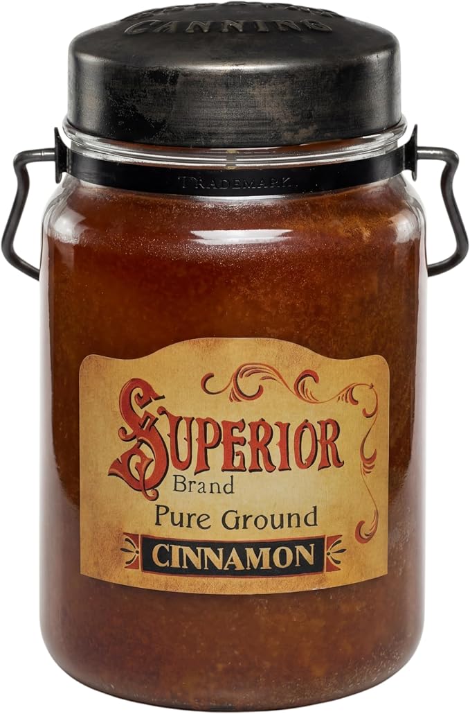 McCall’s Candles | Cinnamon | 26 oz Scented Candle | USA-Poured | Vintage Rustic Jar with Carrying Handle | Bold & Spicy Red-Hot Fragrance