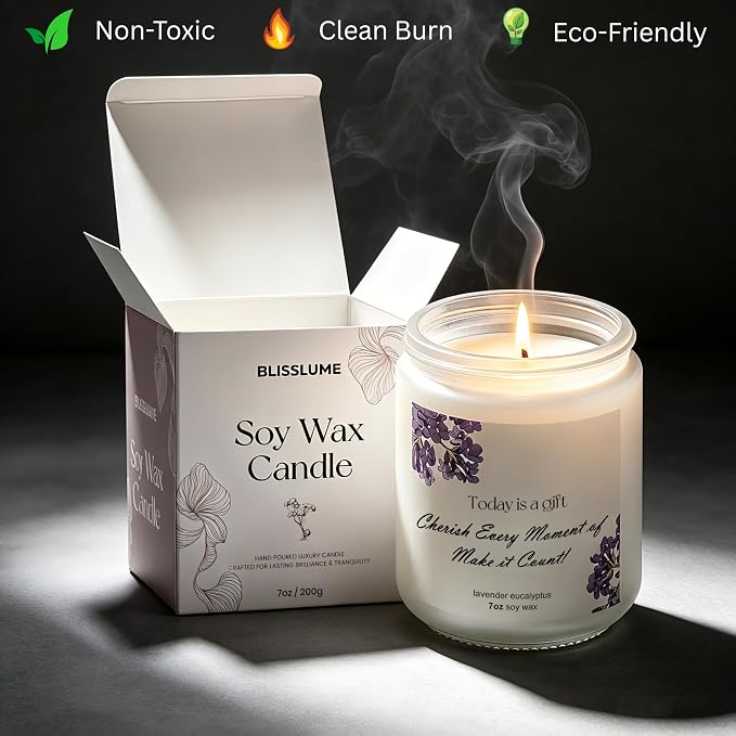 Lavender Eucalyptus Soy Candle 7oz – Relaxing Aromatherapy | Lavender eucalyptus aroma · Clean burn · Long-lasting fragrance · Calming effect · Stress relief · Gift ready