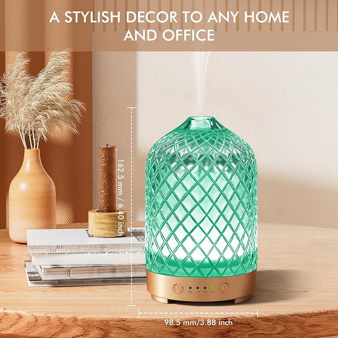 Essential Oil Diffuser for Home- 200ml Aromatherapy Diffuser for Essential Oils with 4 Timer, 7 Color LED Lights Waterless Auto Shut-Off for Home Office Décor Gifts for Women