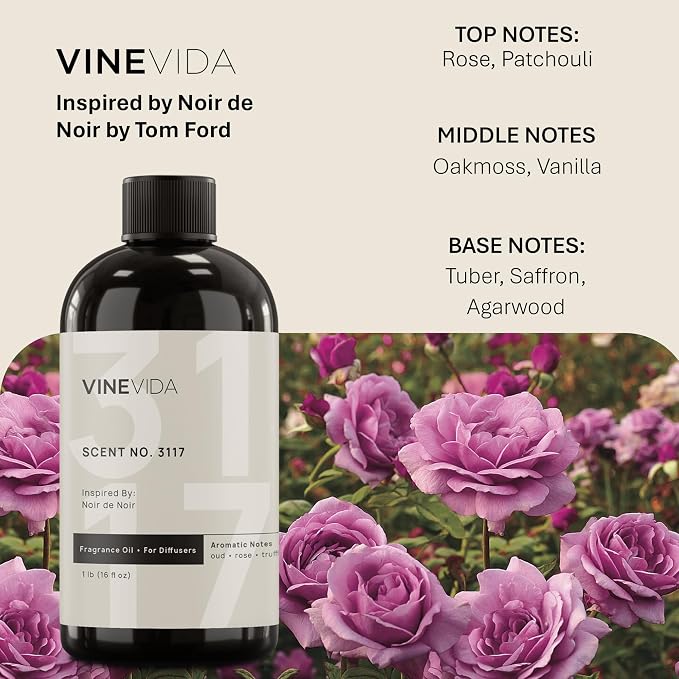 VINEVIDA [16 Oz] Inspired by: Noir de Noir; Diffuser Oil Refill | Premium Scent Diffuser Oil for Home | Non-Toxic Fragrance