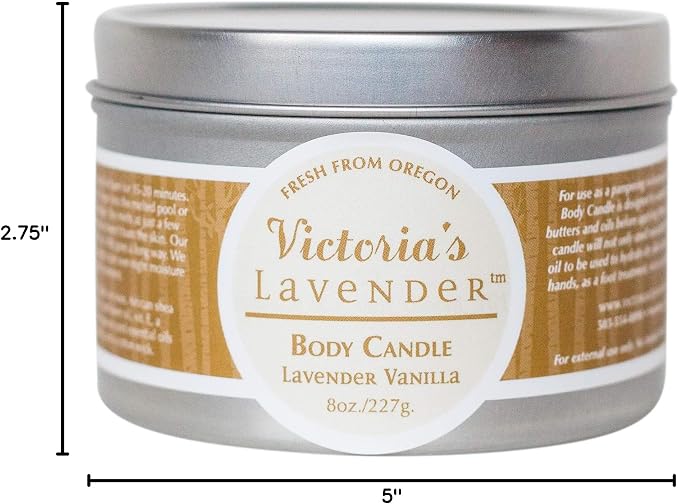 Victoria's Lavender Moisturizing Body Massage Candle, Aromatherapy Scented Candle Wax, Turns Into Nourishing Massage Oil, 8 Oz, Lavender Vanilla