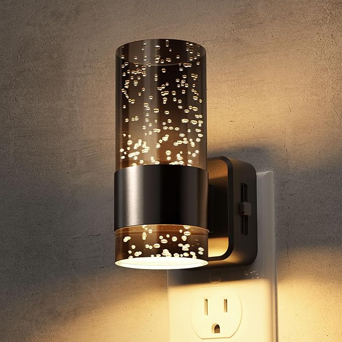 L LOHAS LED Night Lights Plug into Wall, Acrylic Bubble Night Light,Dimmable Nightlight with 0-100 LM, 3000K Plug in Night Light with Dusk to Dawn Sensor, for Bathroom Hallway Bedroom