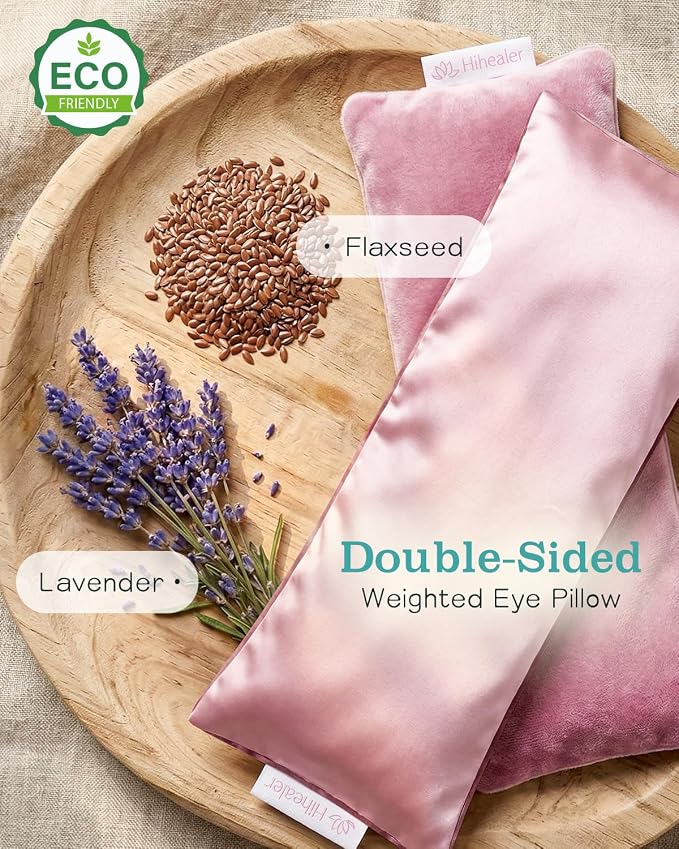 Weighted Eye Mask for Sleep, Yoga, Meditation, Lavender Eye Pillow Heated for Headache, Sinus, Dry Eyes Relief, Moist Heat Mask Purple Relaxation Gifts for Women (Pinkx2)
