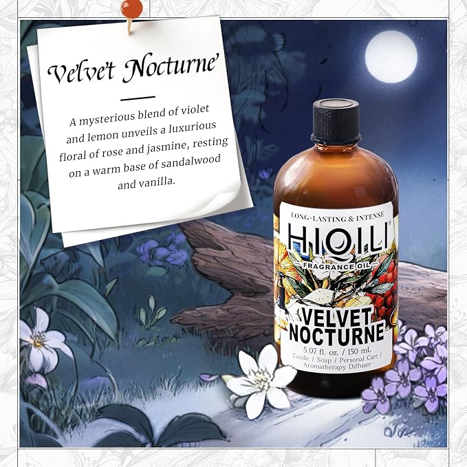 HIQILI Velvet Nocturne Fragrance Oil for Making Candle, Violet & Carnation Scents, DIY Perfume, Great for Diffuser, Long Lasting - 5.07 Fl Oz