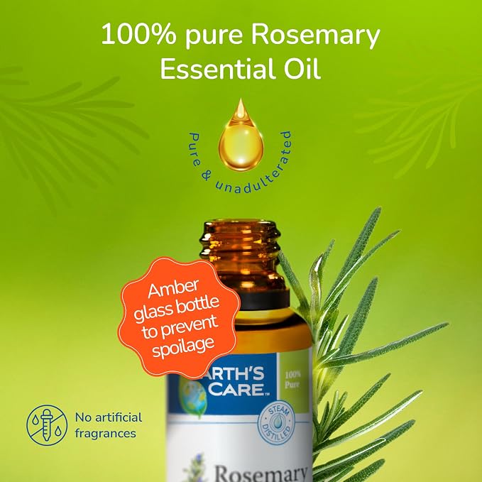 Earth’s Care Pure Rosemary Essential Oil for Diffuser and Aromatherapy - 1 Fl OZ (1/Pk)