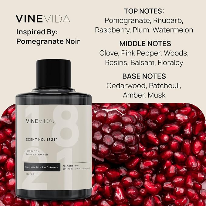 VINEVIDA [16 Oz] Inspired by: Pomegranate Noir; Diffuser Oil Refill | Premium Scent Diffuser Oil for Home | Non-Toxic Fragrance