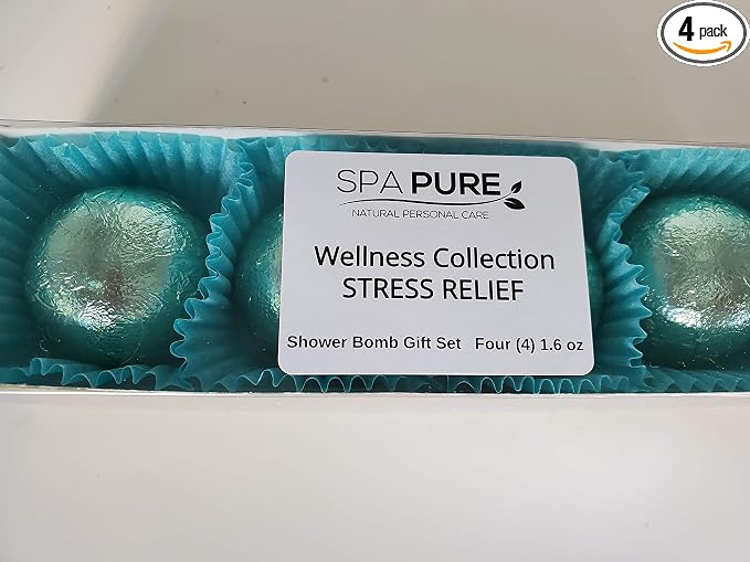 Spa Pure Stress Relief Aromatherapy Shower Steamers Bombs - Shower Bombs with Essential Oils – Unisex Bath Melts - Self Care and Relaxation Shower Steamer - Enjoy Spa at Home - (4 Count)