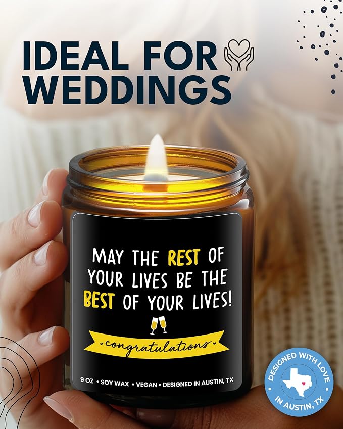 Wedding Candle, Bridal Shower Gifts Ideas, Bride Gifts for Wedding Day, Unique Presents for Bride & Groom, Bachelorette Presents, Marriage Gift for Couple, Candle for Newlyweds, Gift-Ready