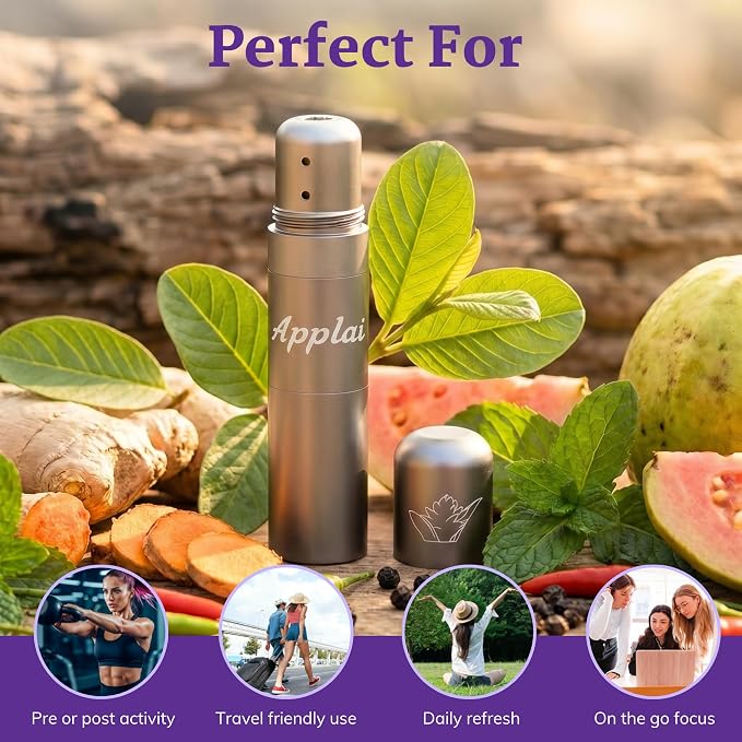 Extra - Muscle Roller Stick - 2 in 1 Essential Oil Roll On & Aromatherapy Inhaler - Plai Oil Capsaicin Mint Massage Oil - Warming - Muscle Roller - Space Grey, 2g