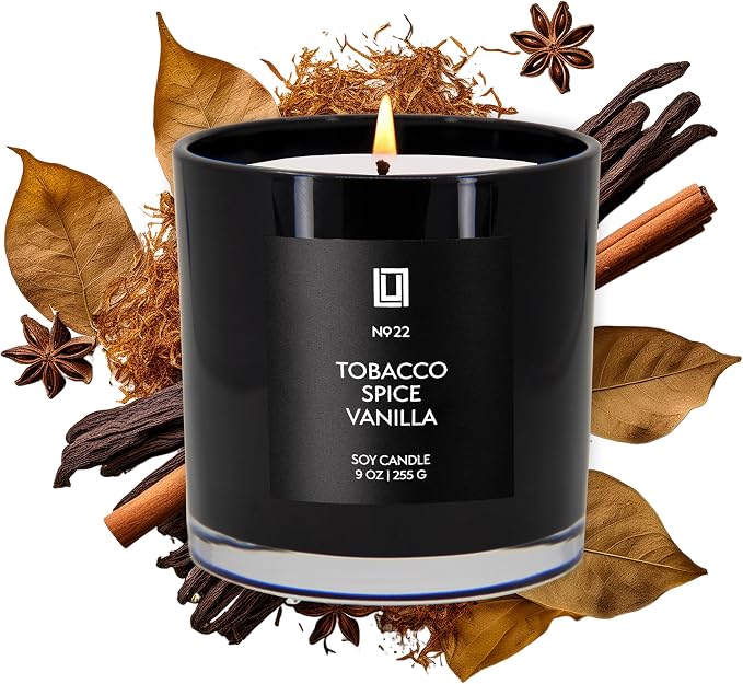 Lulu Candles | Tobacco, Spice & Vanilla | Luxury Scented Soy Jar Candle | Hand Poured in The USA | Highly Scented & Long Lasting (9 Oz.)