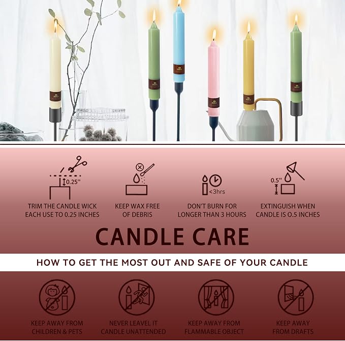 Red Taper Candles Sticks Unscented 9 inch Tapered Candle Ideal as Dinner Smokeless Long Burning Candlesticks for Weddings Dinner Party Home Decor