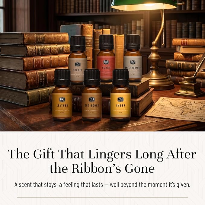 P&J Trading Fragrance Oil The Study Set | Leather, Coffee, Old Books, Cedar, Amber, Sweet Tobacco Candle Scents for Candle Making, Freshie, Soap Making Supplies, Diffuser Oil Scents