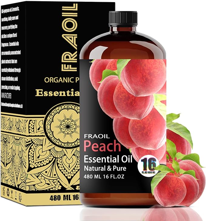 Peach Essential Oil, Peach Oil 16 Fl Oz 480 ML for Diffuser Humidifier Yoga Cleaning DIY Candle Soap Making Perfume Gift for Women Essential Oils FRAOIL (Peach 16 Fl Oz (Pack of 1))