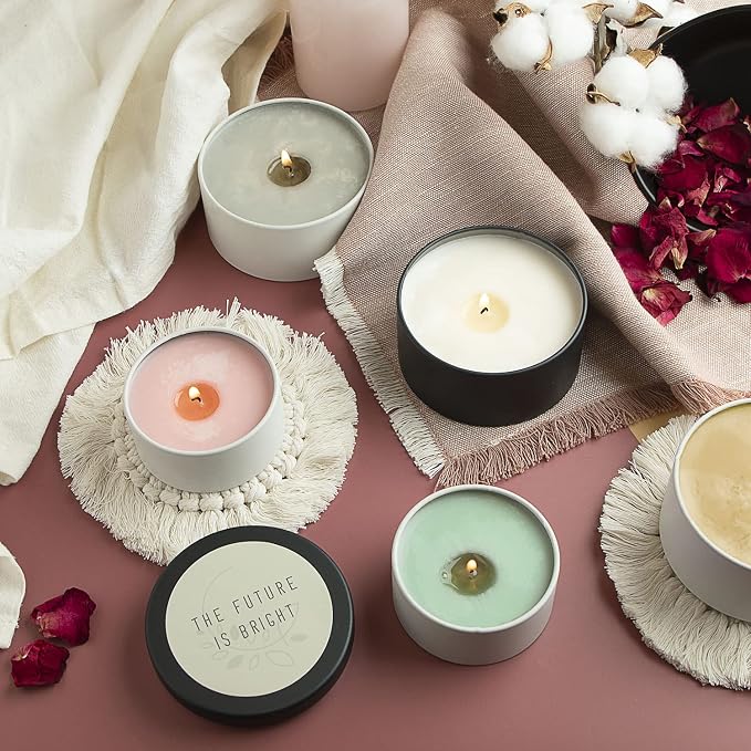 Hearth & Harbor Tin Candle Jars for Making Candles - DIY Candle Containers with Lids - Metal Candle Jars - Bulk Tins Storage for Candle - (24 Pieces) - (8 Ounces) - Solid Black and White