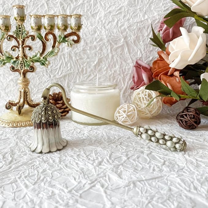 Candle Snuffer, Unique Candle Extinguisher Snuffer, Decorative Candle Extinguisher Metal Candle Tool (White Flower)