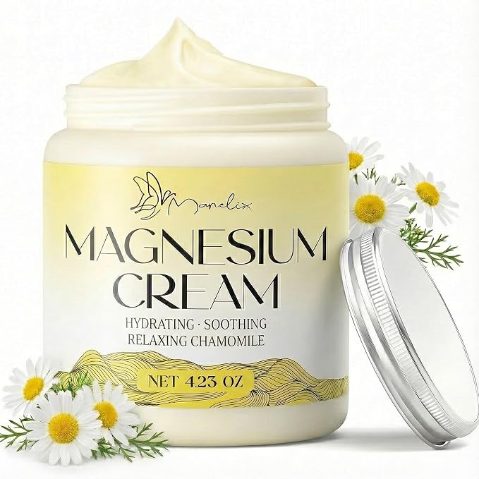Magnesium Cream for Sleep - Topical Magnesium for Women, Muscle Relaxation, Calm, Moisturizing with Coconut Oil, Shea Butter & Hyaluronic Acid, 4.23 OZ, Safe for Kids (4.23 Ounce, Chamomile)
