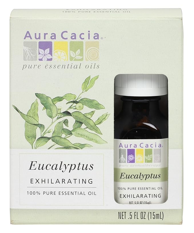 Aura Cacia Pure Essential Oil, Eucalyptus, 0.5 Fluid Ounce (Pack of 24)
