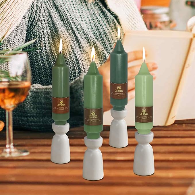 5 inch Short Candlesticks Gradient Green Taper Candles 4 PCS for Dinner Household Wedding Party Home Décor Candles