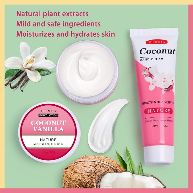 Gifts for Women,Birthday Gifts Friendship Gifts for Women,Travel Size Coconut Vanilla Spa Gifts for Her Mom Sister Friends,Unique Gift Set Ideas for Woman
