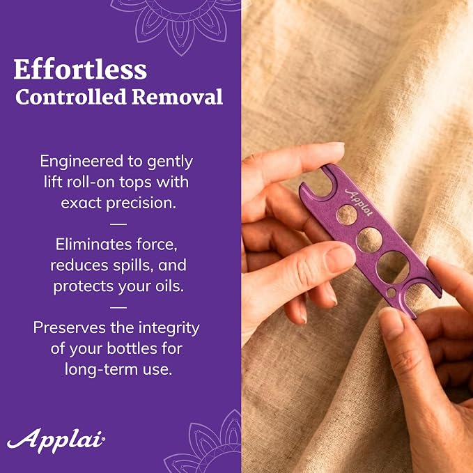 Applairelief - Roll-On Bottle Keys - Essential Oil Roller Ball Remover Tool - Precision Metal Cap Opener for Roller Bottles - Refillable Rollerball Aromatherapy Accessor - Lavender