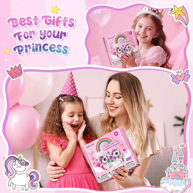 Unicorn Bath Bombs with Surprise Toys Inside, Gifts for Kids Girls | Natural Organic Gentle Bubble Bath, Birthday & Christmas Gift for Girls, Daughter, Granddaughter, Suitable for Kids Over 3+