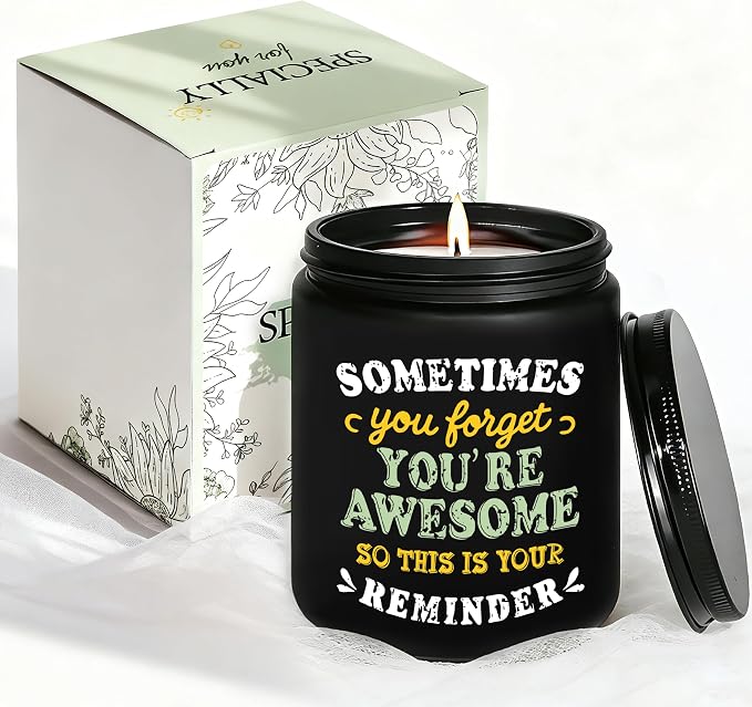 Birthday Gifts for Women, Christmas Thank You Encouragement Gifts for Daughter Wife Sister Mom Friend, Inspirational Office Gift for Coworker Employees, Funny Lavender Scented Candle - Black