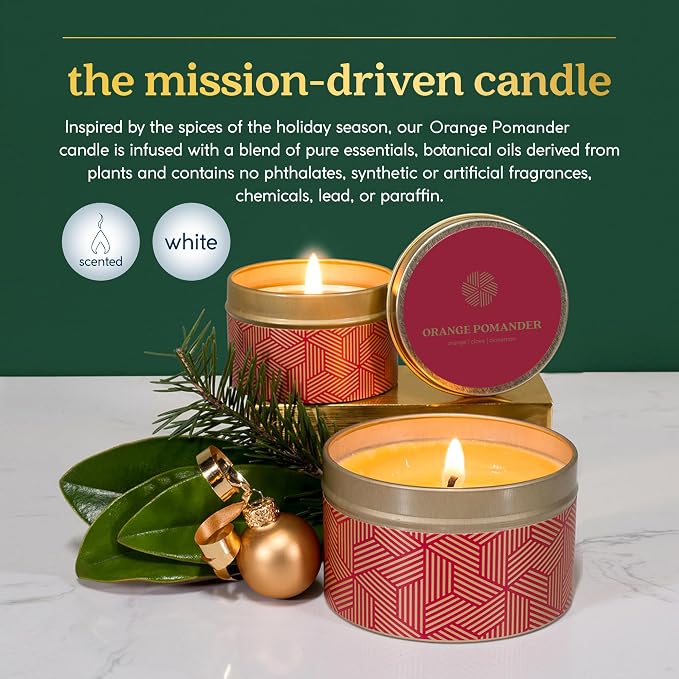 GoodLight Paraffin-Free Scented Candle in Stylish Tin (Orange Pomander, 6 oz)