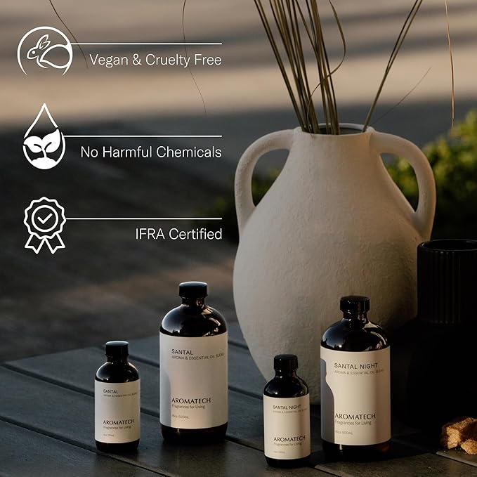 AromaTech Santal Aroma Essential Oil Blend: Luxury Hotel Inspired Aromatherapy with Amber, Vanilla, Cedar & Sandalwood for Ultrasonic Diffusers (2 Fl Oz (Pack of 1))