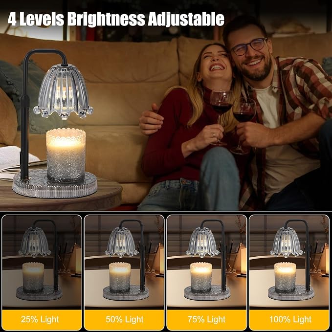 Candle Warmer Lamp with Timer - Electric Wax Melt Warmer with Adjustable Height and Dimmer for Scented Candle Wax, Home Fragrance Décor and House Warming Birthday Gifts for Women Mom