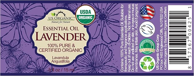 US Organic 100% Pure Lavender Essential Oil, Directly sourced from Bulgaria, USDA Certified Organic, Undiluted, for Diffuser, Humidifier, Massage, Skin, Hair Care, Non GMO, 15 ml
