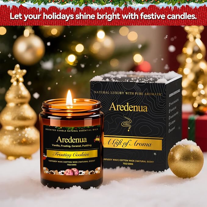 Sugar Cookies Candle | Warm Bakery Fragrance for Comfort & Relaxation - Cookies Scented Candle for Home – Sweet Vanilla Sugar Scent for for Living Room & Relaxing Evening, Gifts for Women Men - 7 oz