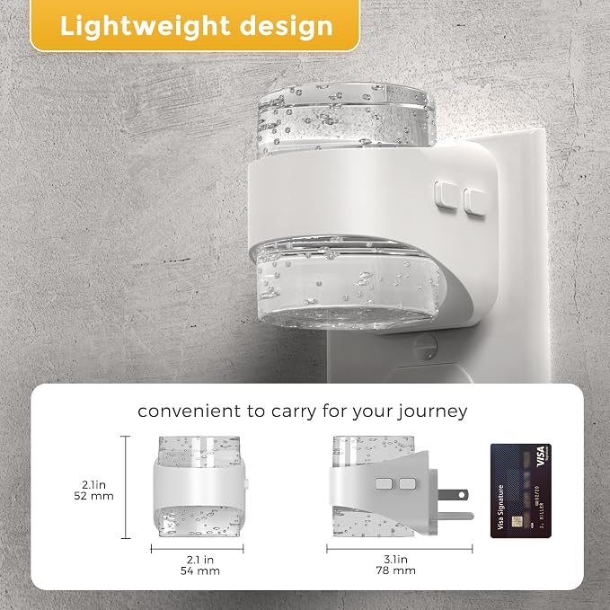 L LOHAS LED Night Light, 3000K Bubble Night Lights Plug into Wall, 2 Pack Acrylic Night Lights with Light Sensor, Adjustable Brightness,Soft White Plug in Nightlights for Rooms Bathroom Hallway