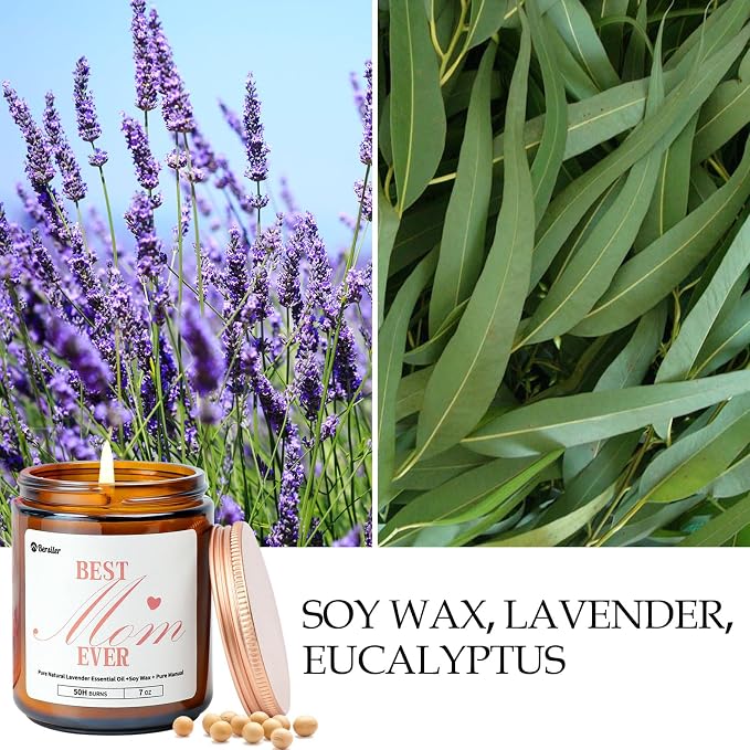 Aromatherapy Candles, Scented Candles, 7OZ Lavender Eucalyptus Candles Stress Relief and Relax for Home & Bedroom Gift for Women Birthday Christmas, Soy Wax Candle