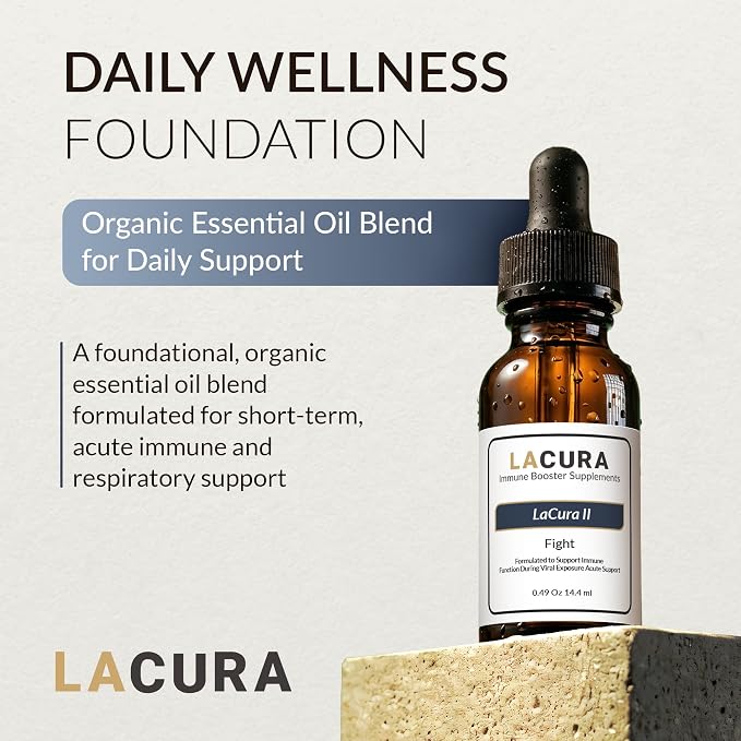 LaCura - Organic Essential Oil - Powerful Immune & Respiratory Support Fight Formula with Natural Peppermint, Oregano & Thyme - Concentrated 15ml Wellness Oil Blend for Enhanced Breathing & Comfort