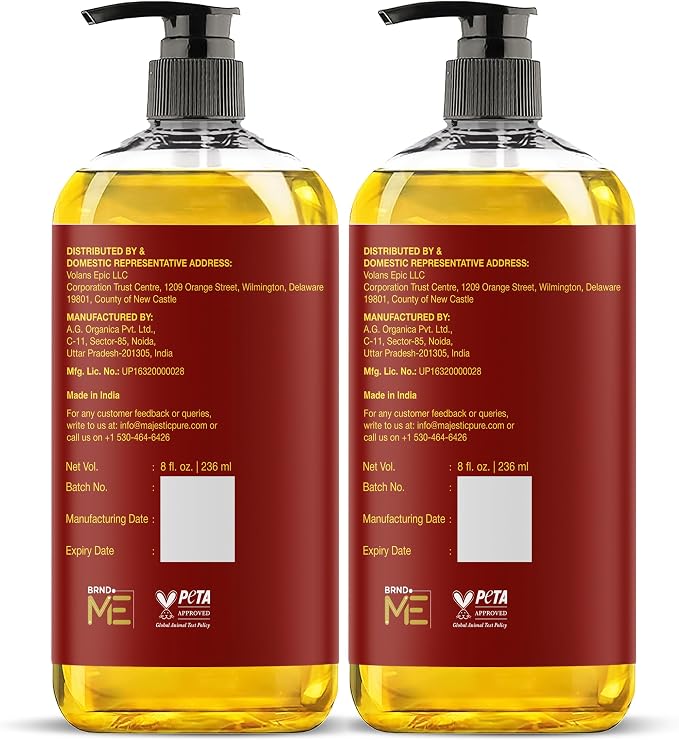 Majestic Pure Cellulite Massage Oil for Massage Therapy- Refreshing and Relaxing- Natural Oils with Grapeseed, Eucalyptus & Lemon Oil- All Skin Types- Men and Women Massage Lotion- 8 fl oz (Pack of 2)