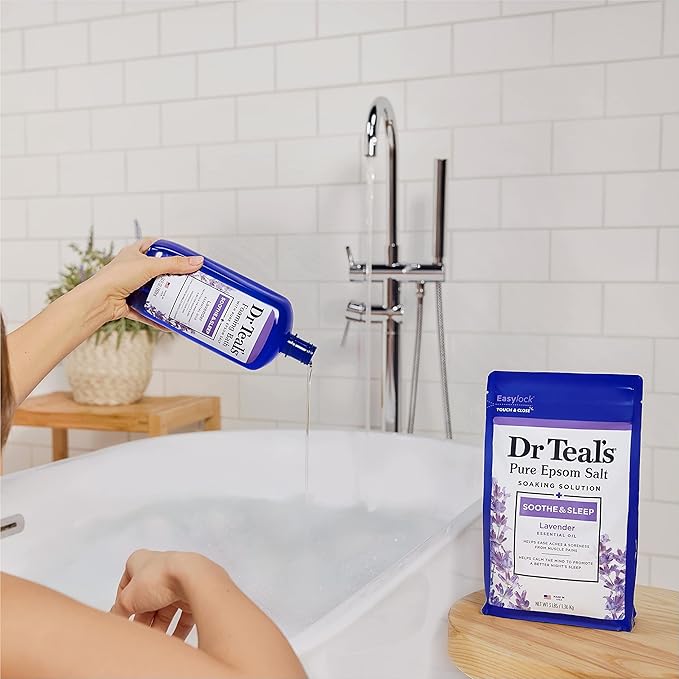 Dr Teal's Epsom Salt Soaking Solution, Soothe & Sleep, Lavender, 3lbs (Pack of 4)