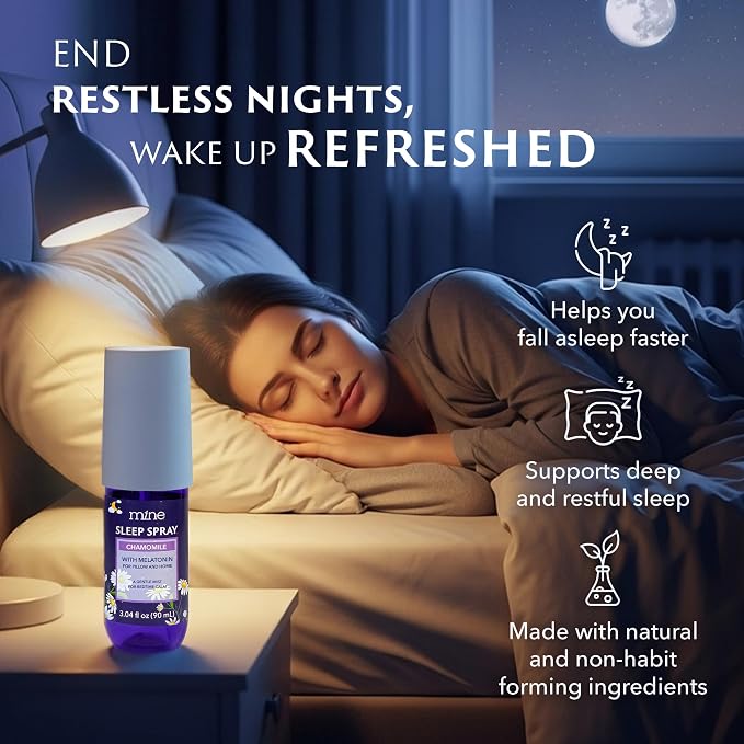 Lavender & Chamomile Sleep Spray with Melatonin – Natural Pillow Mist for Deep Sleep, Warm & Grounding Bed Spray for Adults, Gifts for Teen Girls and Women