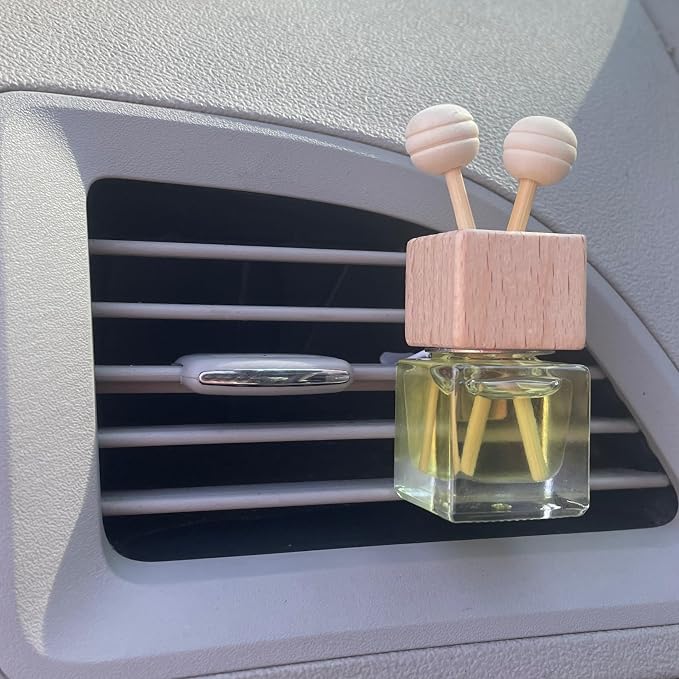 Cute Refillable Car Air Freshener Vent Clip 8mL – Honeysuckle Jasmine – 15mL Refill Included – Long Lasting Fragrance Oil Diffuser – 100% American Handmade Odor Eliminator
