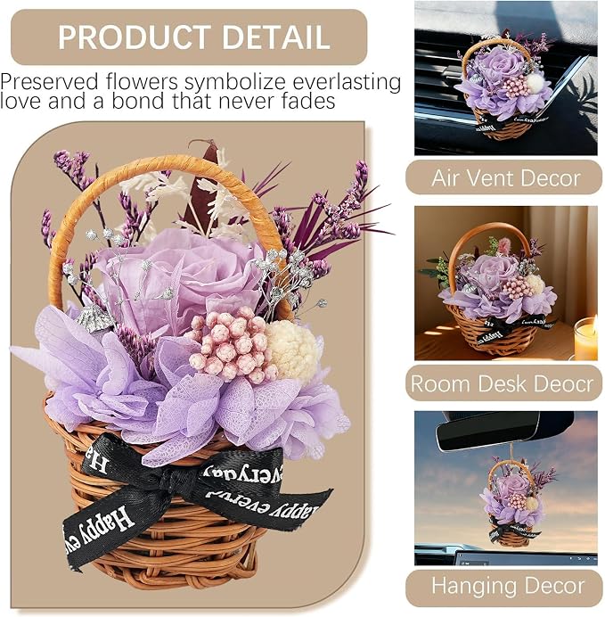 Small Bouquet Car Air Freshener Vent Clips Mini Fresh Flower Bouquet Air Conditioning Outlet Perfume Clip Decoration Essential Oil Diffuser Vent Clip Auto Interior Accessories for Car Decor