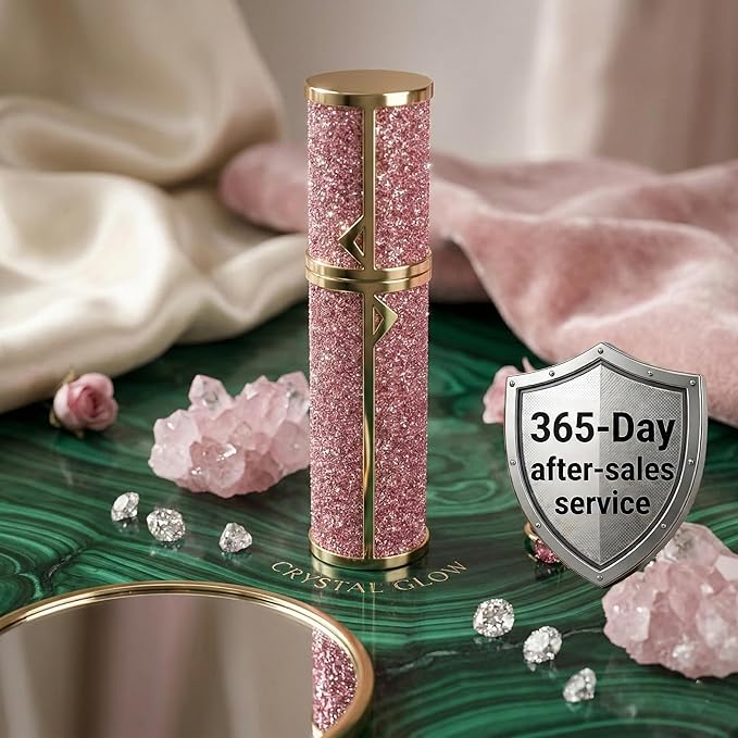 Glitter Travel Perfume Bottle Refillable With Case, Luxury Zinc Alloy Mini Perfume Atomizer for Women, Leak-Proof Purse Spray Bottle for Fragrance,Lovely Gift Set, TSA Approved 5ML 3 Pcs