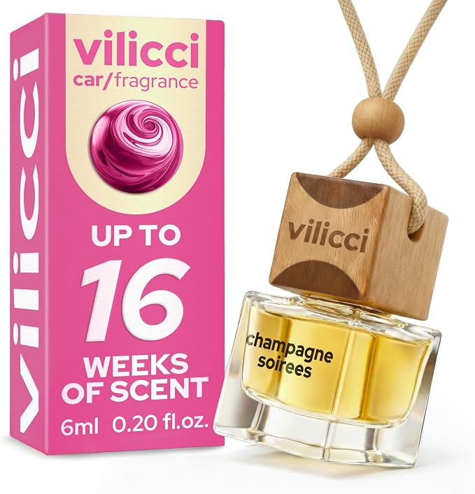 Vilicci Car Air Freshener | Luxurious Auto Perfume | Premium Hanging Air Freshener | Long Lasting Fragrance for Auto and Home | 1 Bottle of Car Scent (0.2 Fl Oz (Pack of 1), Champagne & Soirees)