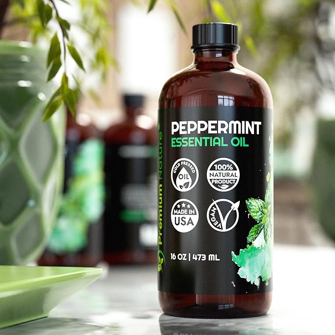 Peppermint Essential Oil for Diffuser Aromatherapy Pure Peppermint Oil for Hair Growth Organic for Skin Pure Essential Oil for Soap Making Pepermint Oil Essential for Laundry 16oz