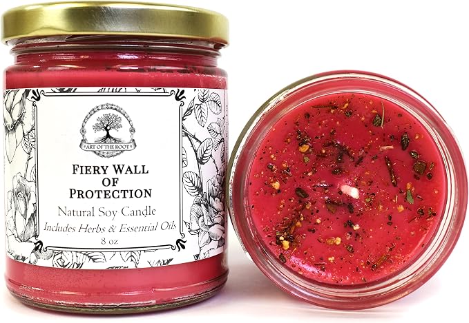 Fiery Wall of Protection 9 oz Soy Candle | Protection & Negative Energy Rituals | Hoodoo Wiccan Pagan Voodoo