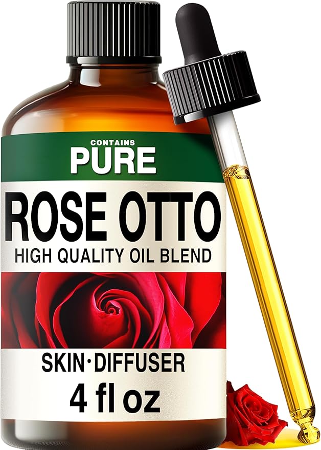 100% Pure Rose Otto Oil - 4 Fl Oz Rose Otto Essential Oil for Hair, Skin, Diffuser, Aromatherapy & DIY Soap Making Scent