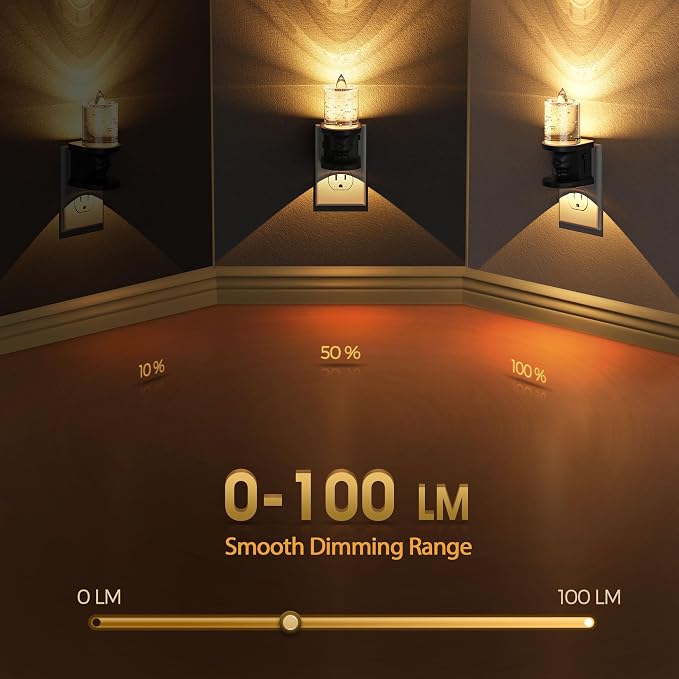 Briignite Flameless Candle Night Light, Bubble Night Lights Plug into Wall, Candle Nightlight with Light Sensor, Dimmable LED Night Light Plug in, Warm White 3000K Nightlight for Hallway Bathroom