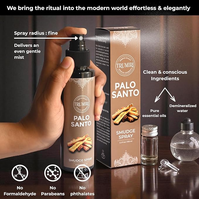 Palo Santo Spray For Negative Energy Cleansing Of Home - Non Toxic Natural Room Spray Made With Palo Santo Essential Oil - Safe Body Mist For Smudge Kit