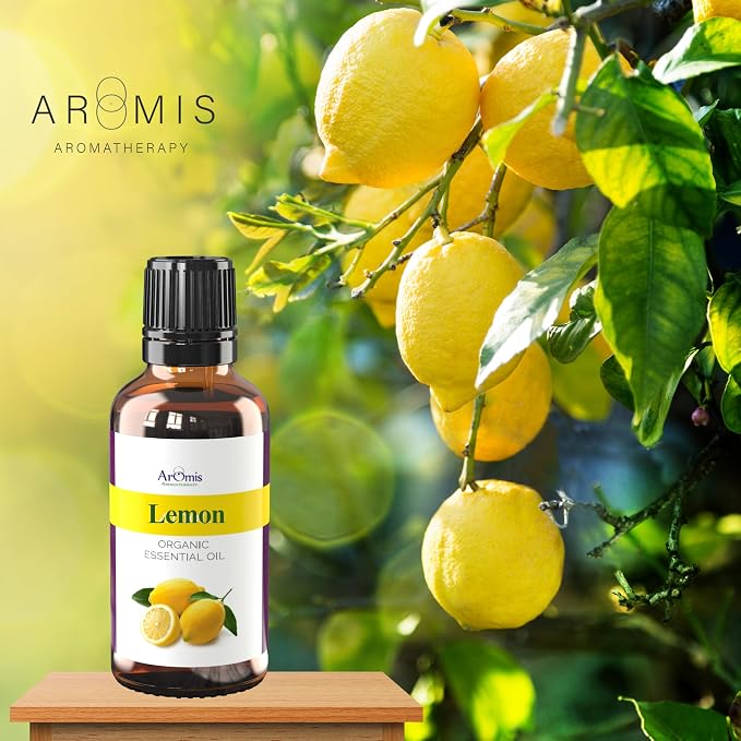 ArOmis Organic Lemon Essential Oil - 100% Pure Therapeutic Grade - Undiluted, Premium Oil - 150 Micron Filtered, Perfect for Aromatherapy Diffusers (30ml / 1 fl oz)