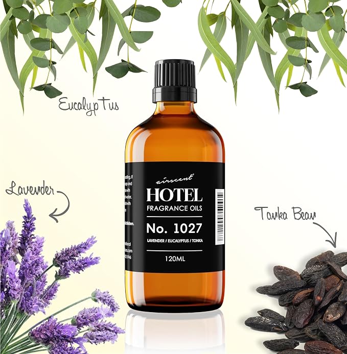 AirScent Hotel Diffuser Oil No. 1027 Inspired by The Zen Hotel Scent - Premium Fragrance Oil for Ultrasonic and Waterless Diffusers and Crafting - 10 mL, 0.34 fl oz Glass Bottle with Dropper